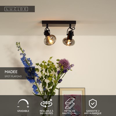 Lucide MADEE - Spot plafond - 2xE14 - Noir